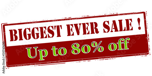 Biggest ever sale up to eighty percent off