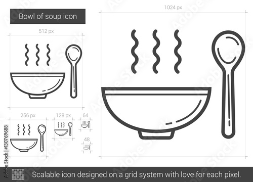 Bowl of soup line icon.