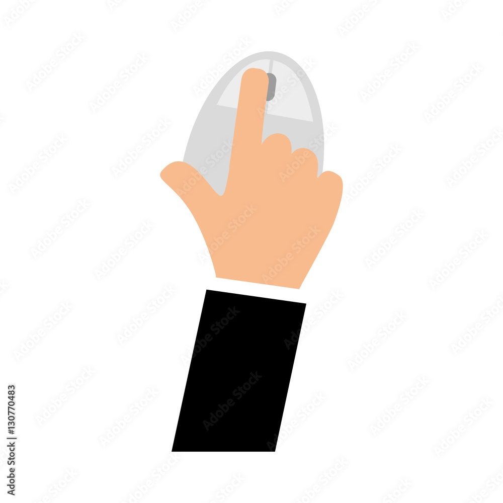 hand with mouse device icon over white background. colorful design. vector illustration hand with mouse device icon over white background. colorful design. vector illustration