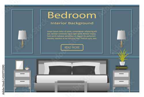 Bedroom design banner with furniture for your website.