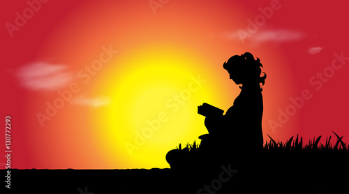 Vector silhouette of pregnant woman.
