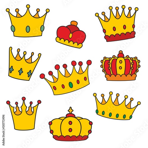 Crown vector set isolated on white background
