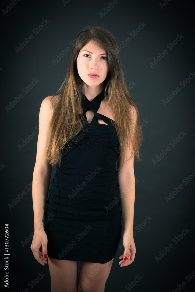 Beautiful woman doing different expressions in different sets of clothes: angry Beautiful woman doing different expressions in different sets of clothes: angry