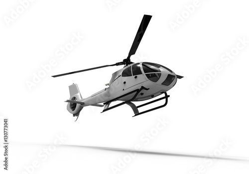Helicopter / 3D render image representing a red helicopter on white background.