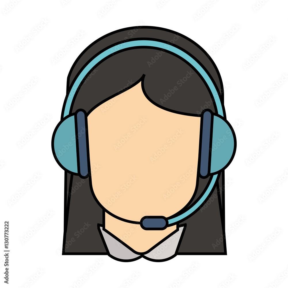 Operator woman with headphone icon. Call center and technical service theme. Isolated design. Vector illustration Operator woman with headphone icon. Call center and technical service theme. Isolated design. Vector illustration