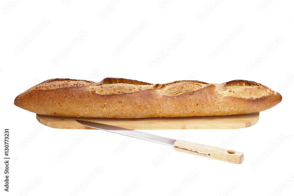 Traditional french Baguette with seeds isolated on white Traditional french Baguette with seeds isolated on white