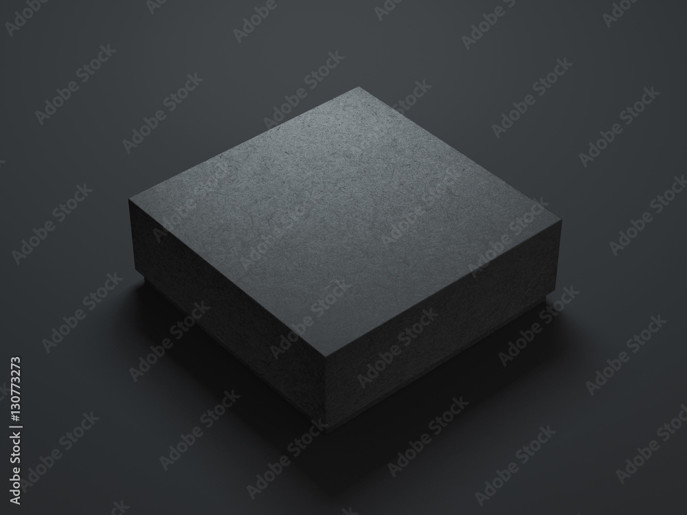 Square Black Box Mockup on dark background. 3d rendering Stock ...
