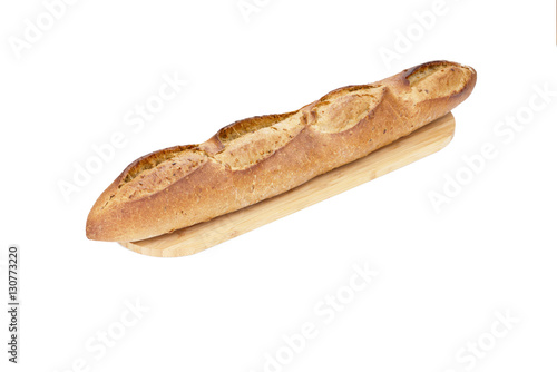 Traditional french Baguette with seeds isolated on white