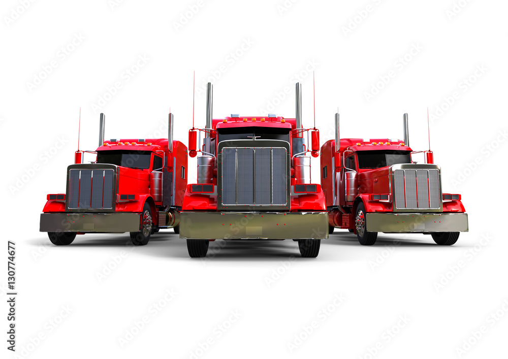 Trucks Fleet concept / 3D render image representing a fleet of trucks Trucks Fleet concept / 3D render image representing a fleet of trucks