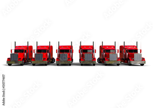 Trucks Fleet concept / 3D render image representing a fleet of trucks 