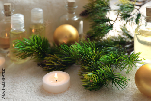Spa treatment with Christmas decorations