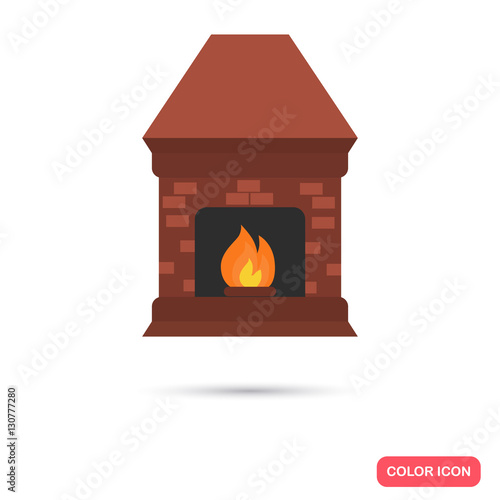 Home fireplace color icon. Flat design for web and mobile