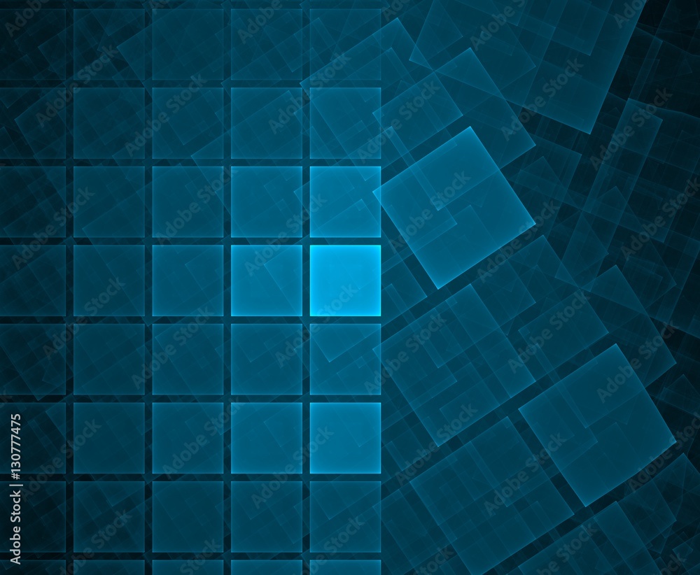 Fototapeta premium Squared fractals on blue