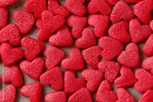 Small candy hearts, closeup