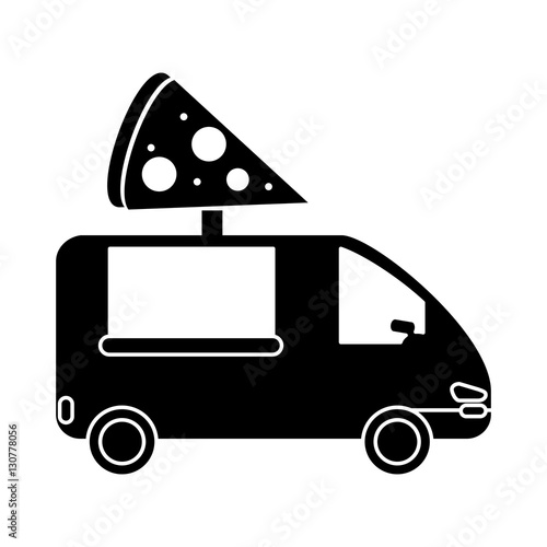 pizza delivery truck fast food pictogram vector illlustration eps 10