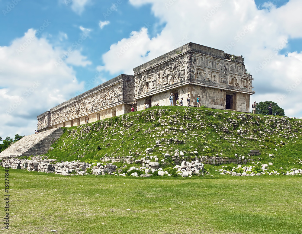 General view of the palace in Uxmal - Mexico