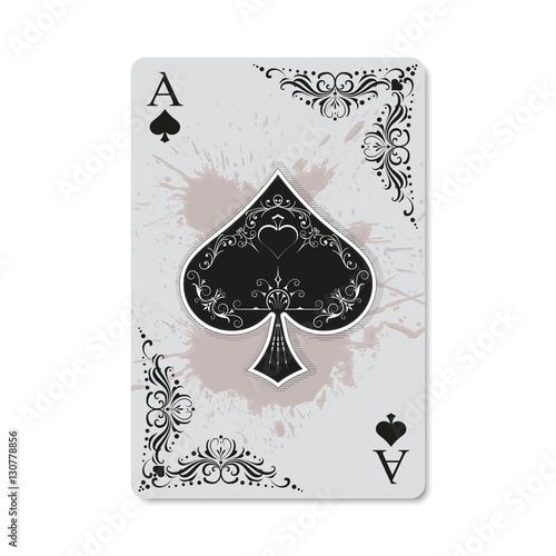 Poker and Casino. Ace of spades, vintage and retro style with grunge effect. Exclusive design for the deck of cards. Vector illustration.