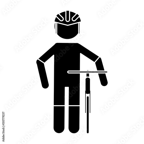 silhouette professional racing cyclist uniform helmet bicycle vector illustration eps 10