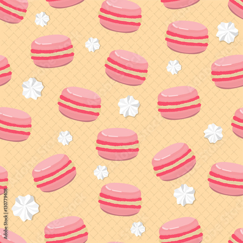 Cute seamless pattern with macaroons. French sweets. Pattern.