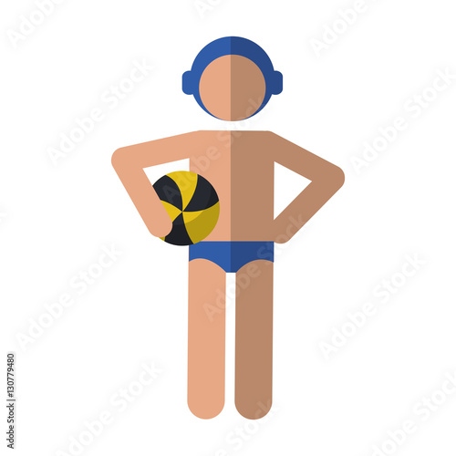male water polo player ball cap vector illustration eps 10