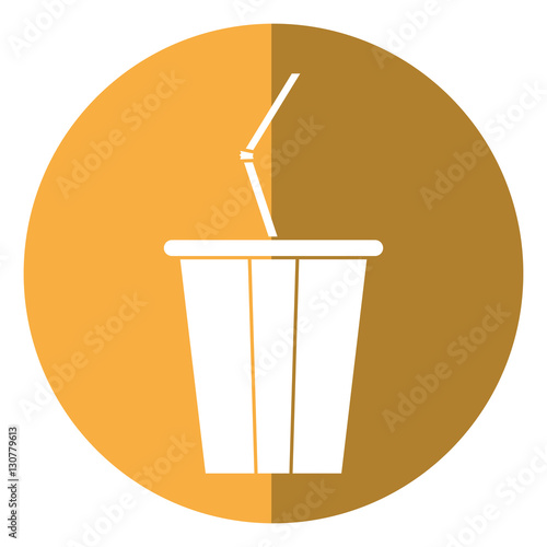 plastic cup soda with straw drink american football shadow vector illustration eps 10