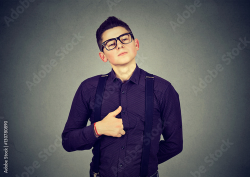 Photography arrogant bold self important stuck up man with napoleon complex