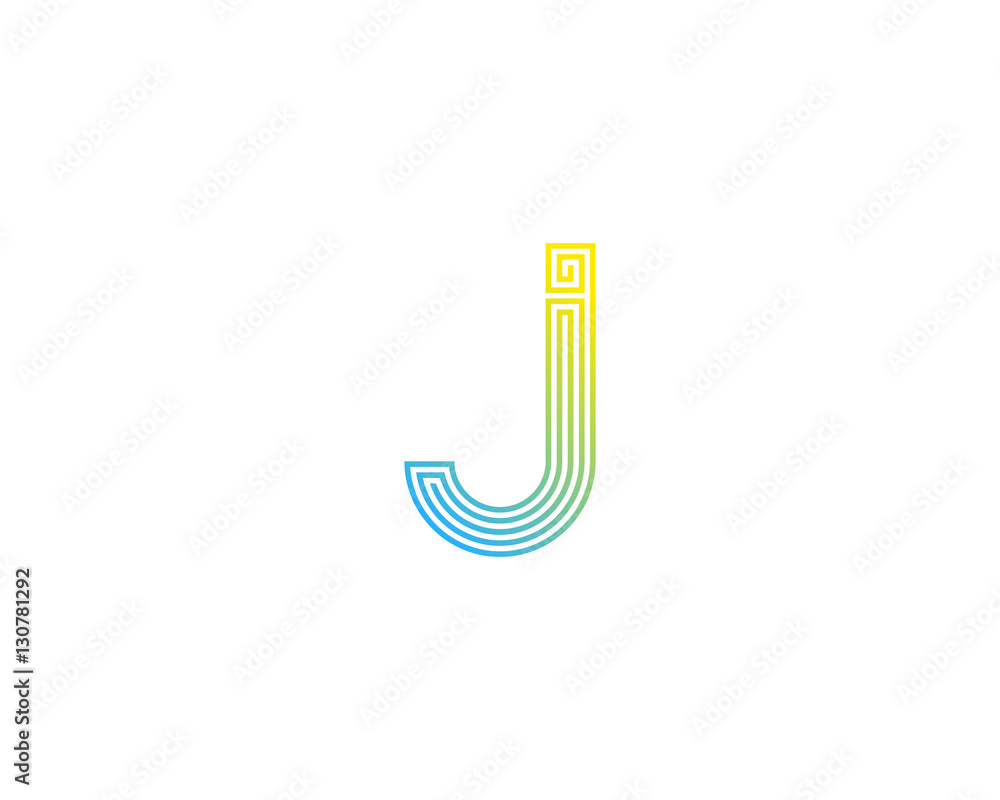 Letter J Maze Line Logo Design Template Element Letter J Maze Line Logo Design Template Element