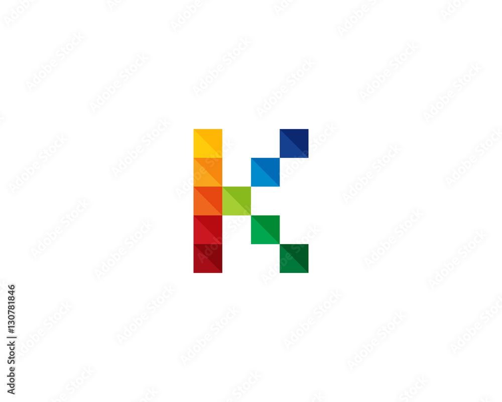 Letter K Square Color Pixel Logo Design Element Letter K Square Color Pixel Logo Design Element