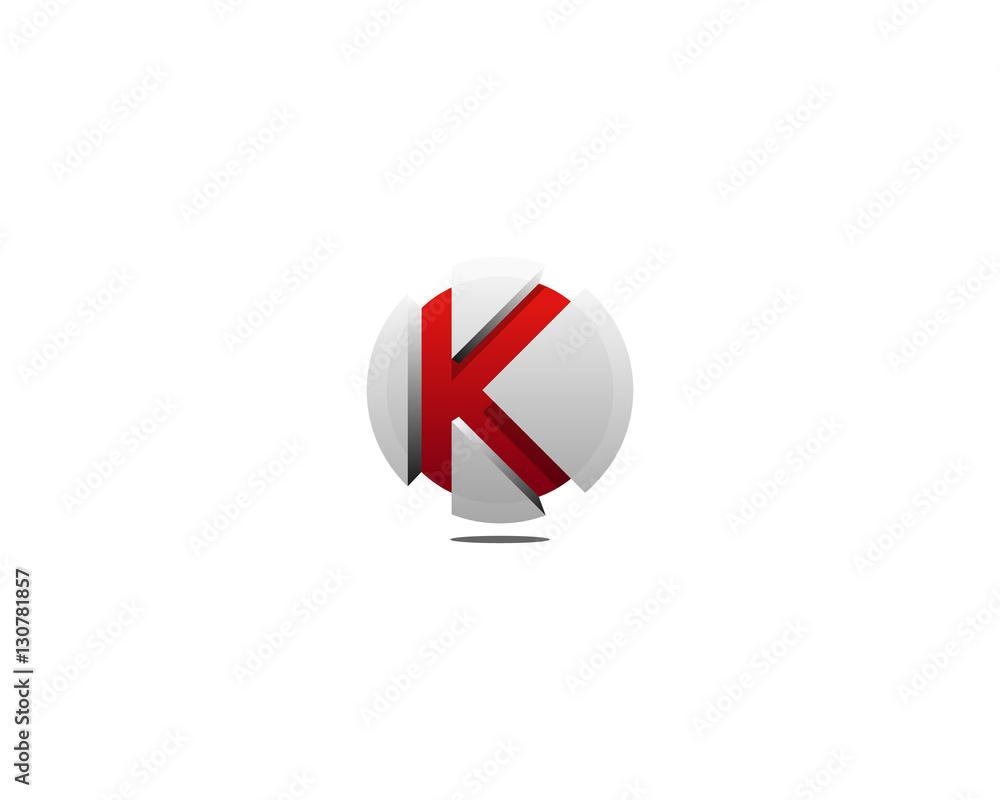Letter K 3D Circle Logo Design Element Letter K 3D Circle Logo Design Element