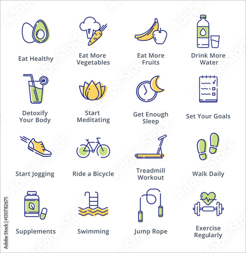 Healthy Lifestyle Icons - Outline Series
