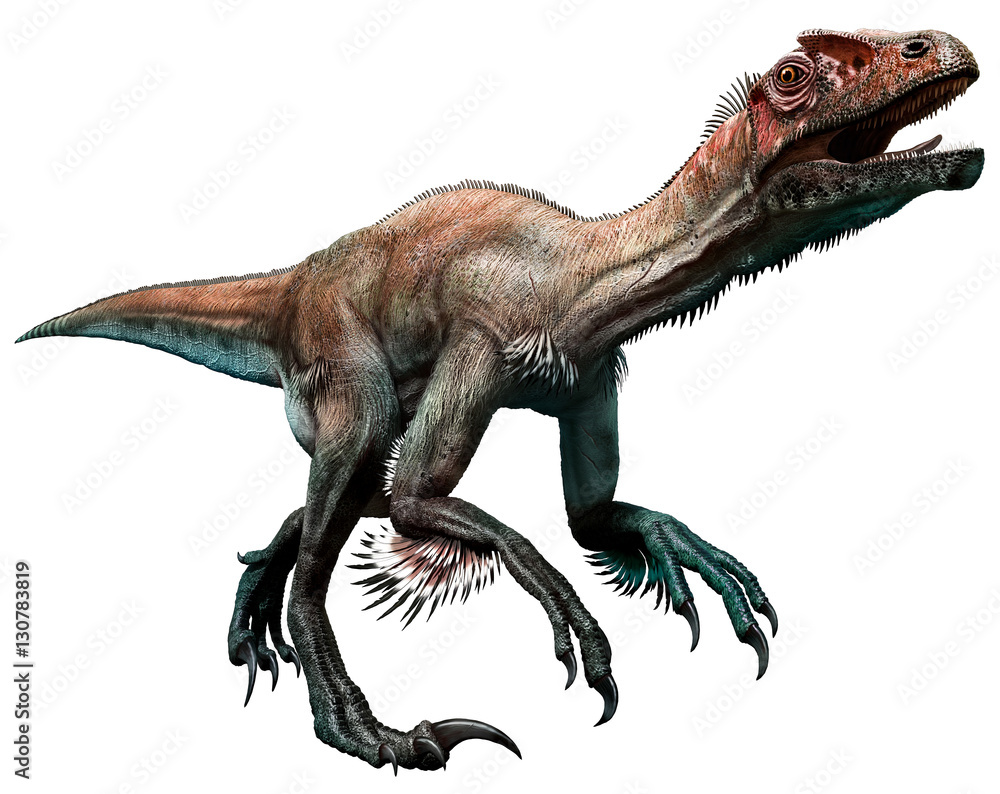 utahraptor from the Cretaceous era 3D illustration Stock Illustration ...