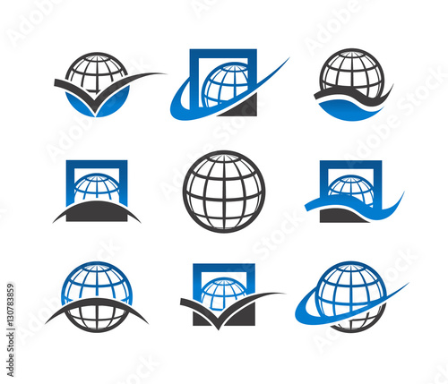 Set of globe planet earth icons