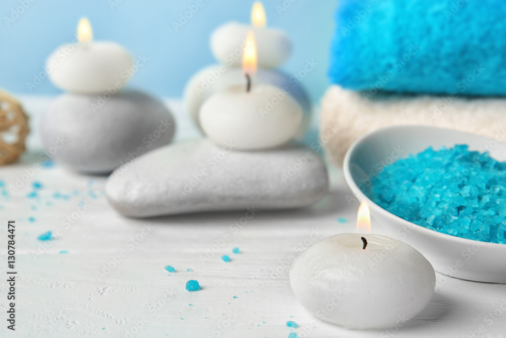 Beautiful spa composition on light background Beautiful spa composition on light background