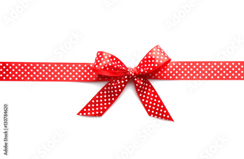 Red ribbon bow on white background