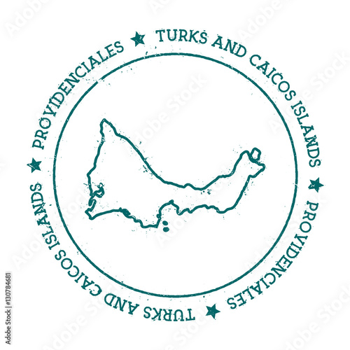 Providenciales vector map. Distressed travel stamp with text wrapped around a circle and stars. Island sticker vector illustration.