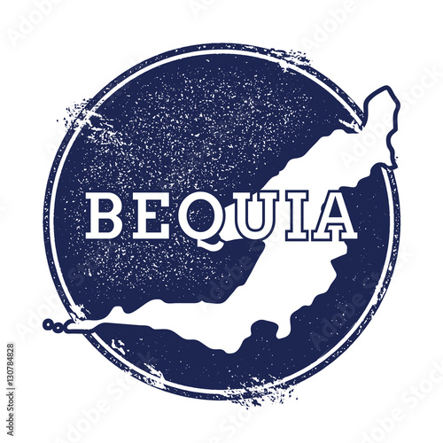 Bequia vector map. Grunge rubber stamp with the name and map of island, vector illustration. Can be used as insignia, logotype, label, sticker or badge.