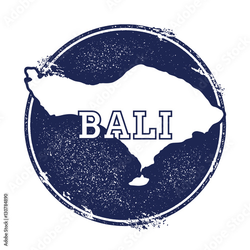 Bali vector map. Grunge rubber stamp with the name and map of island, vector illustration. Can be used as insignia, logotype, label, sticker or badge.