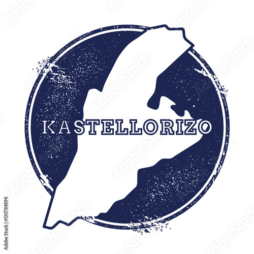 Kastellorizo vector map. Grunge rubber stamp with the name and map of island, vector illustration. Can be used as insignia, logotype, label, sticker or badge.