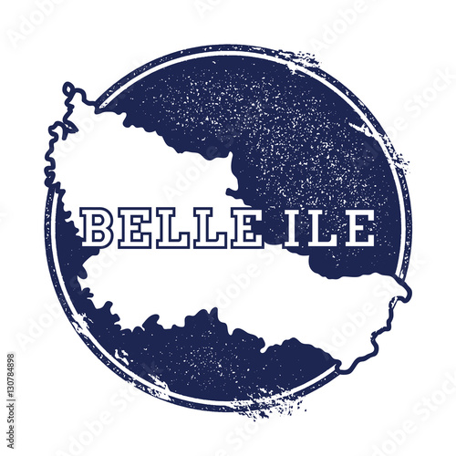 Belle Ile vector map. Grunge rubber stamp with the name and map of island, vector illustration. Can be used as insignia, logotype, label, sticker or badge.