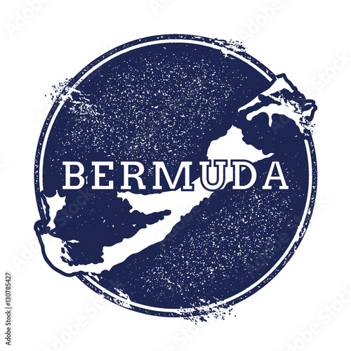 Bermuda vector map. Grunge rubber stamp with the name and map of island, vector illustration. Can be used as insignia, logotype, label, sticker or badge.