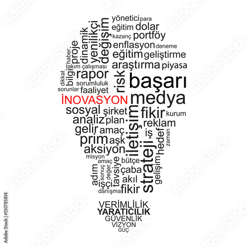 Innovation word on light bulb shape - Turkish
