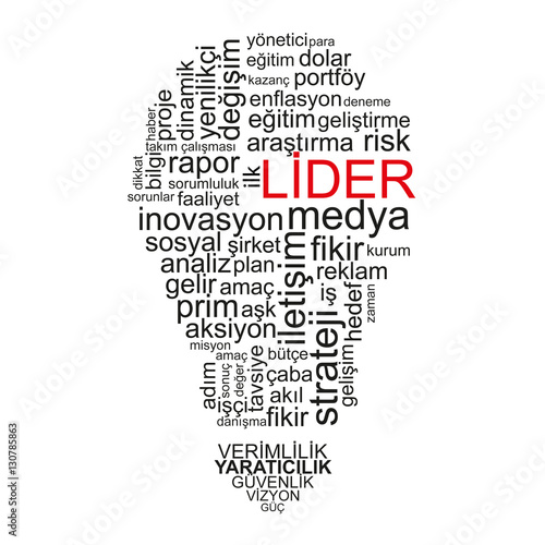 Leader word on light bulb shape - Turkish