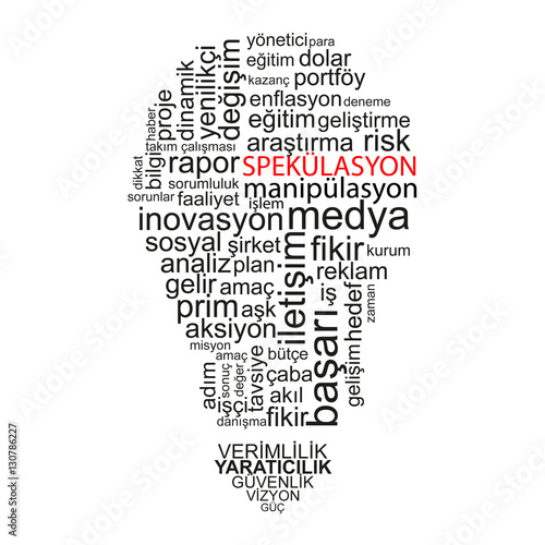 Speculation word on light bulb shape - Turkish