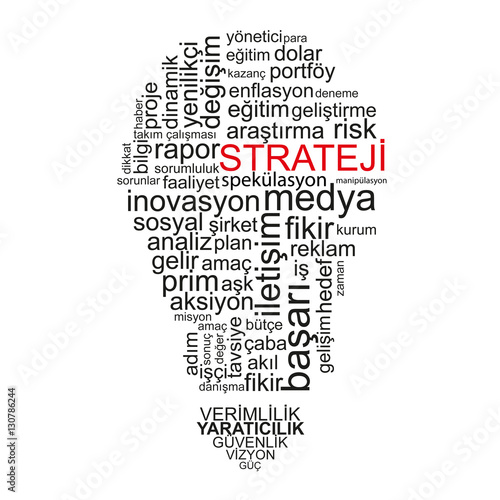 Strategy word on light bulb shape - Turkish