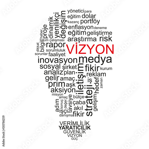 Vision word on light bulb shape - Turkish