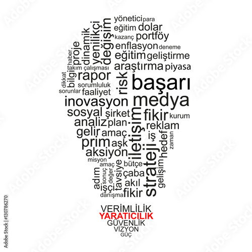 Creative word on light bulb shape - Turkish