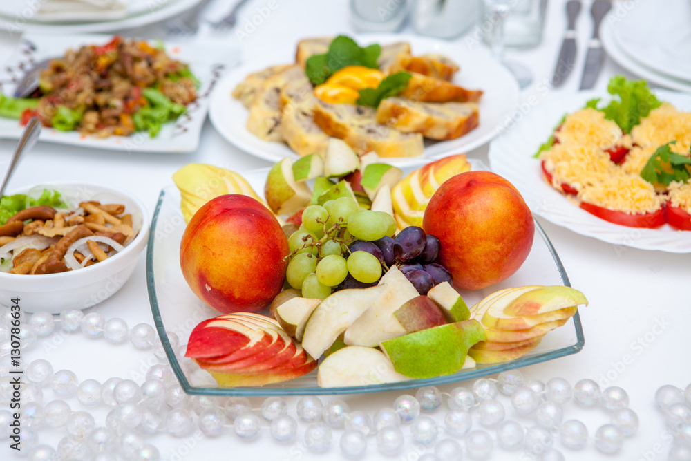Diverse food on a wedding table Diverse food on a wedding table
