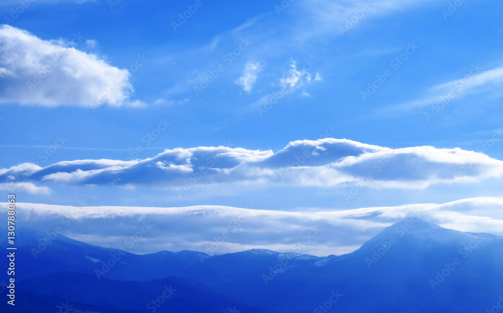 View of beautiful landscape with mountains View of beautiful landscape with mountains