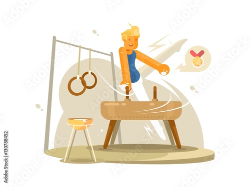 Sports gymnast on log
