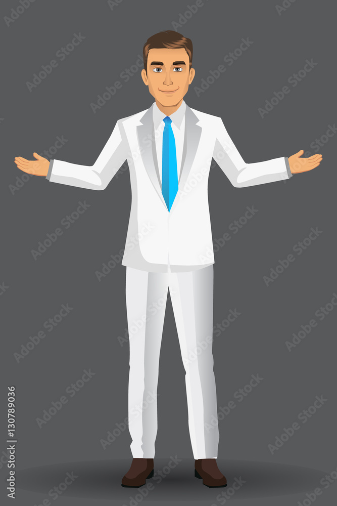 Businessman in white suit, vector illustration Businessman in white suit, vector illustration
